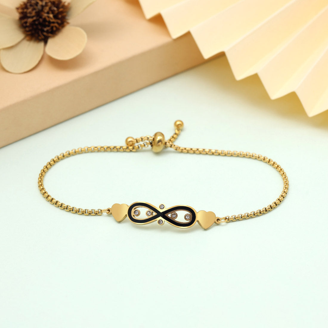 Sleek Matte Black Color Stainless Steel 18k Gold Plated Demi Fine Bracelet Jewellery GetGlit