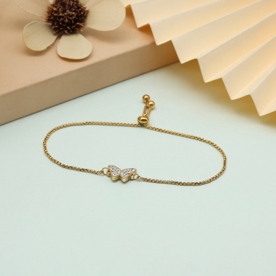 Butterfly White Color Stainless Steel 18k Gold Plated Demi Fine Bracelet Jewellery GetGlit