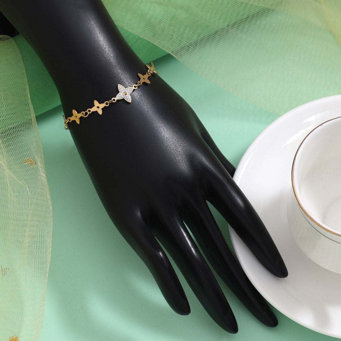 Lustrous Gold Color Stainless Steel 18k Gold Plated Demi Fine Bracelet Jewellery GetGlit