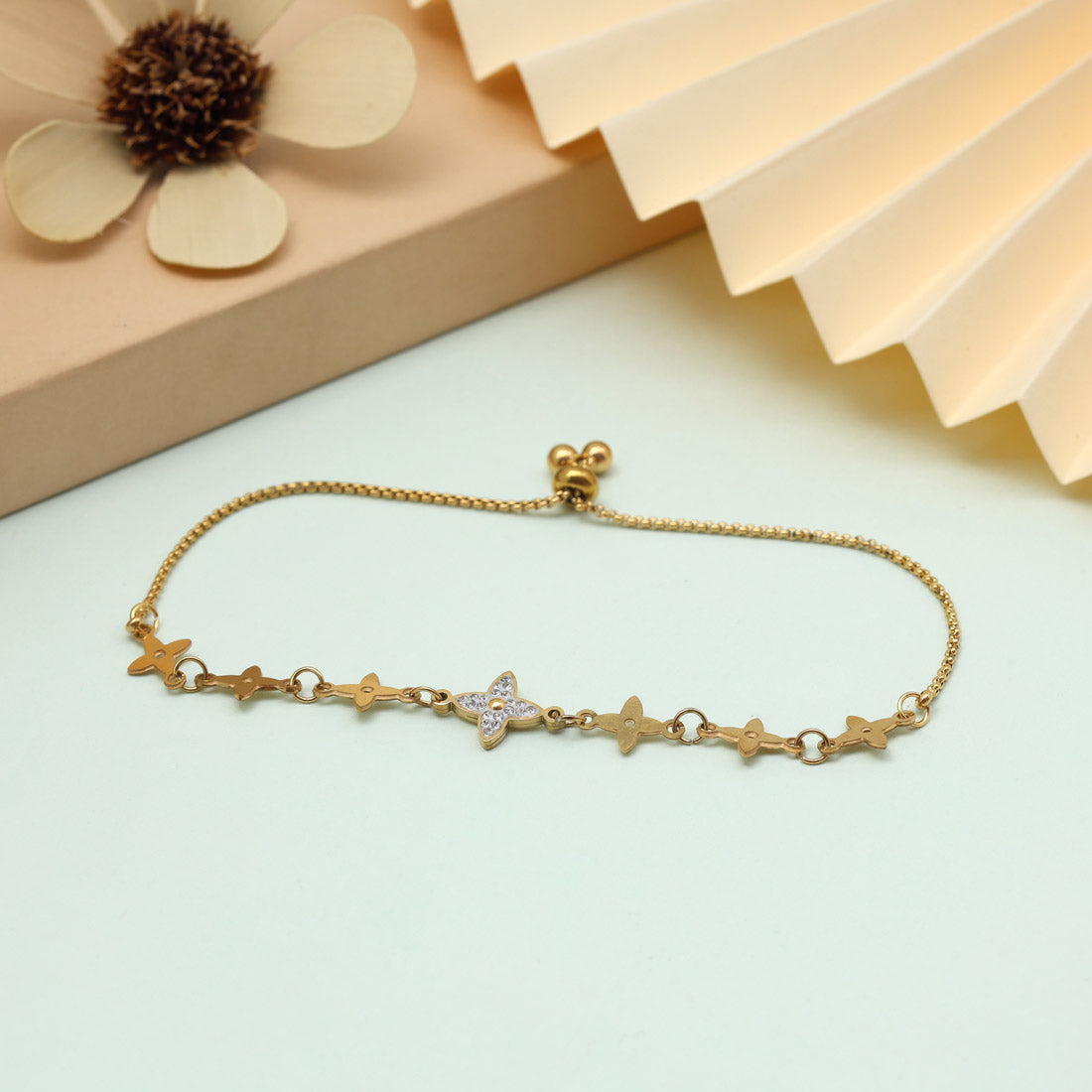 Lustrous Gold Color Stainless Steel 18k Gold Plated Demi Fine Bracelet Jewellery GetGlit