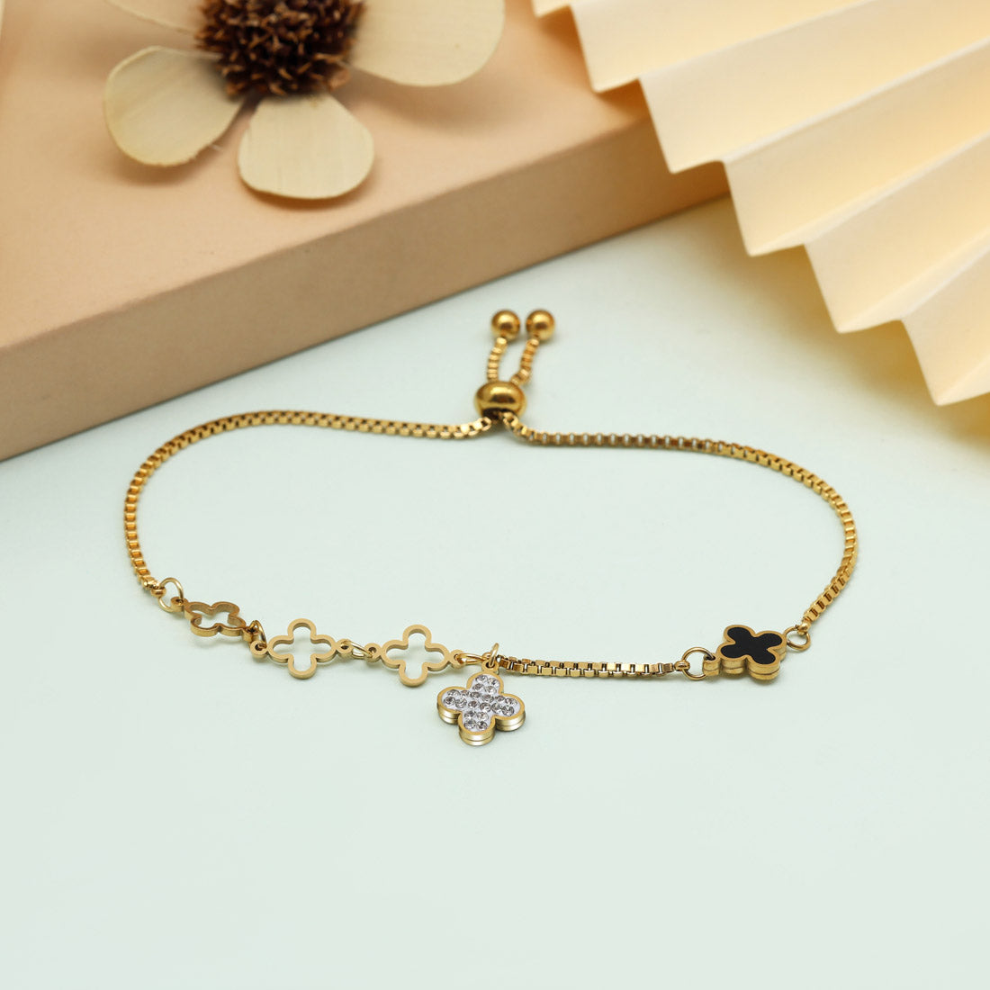Modern Black Color Stainless Steel 18k Gold Plated Demi Fine Bracelet Jewellery GetGlit