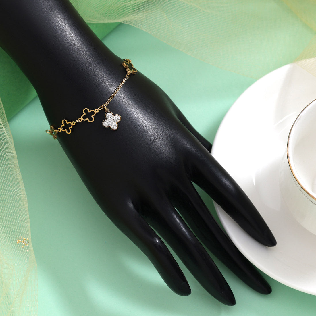 Modern Black Color Stainless Steel 18k Gold Plated Demi Fine Bracelet Jewellery GetGlit