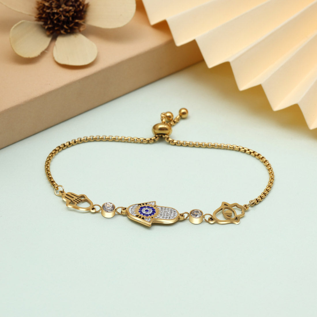 Cool Blue Color Stainless Steel 18k Gold Plated Demi Fine Bracelet Jewellery GetGlit