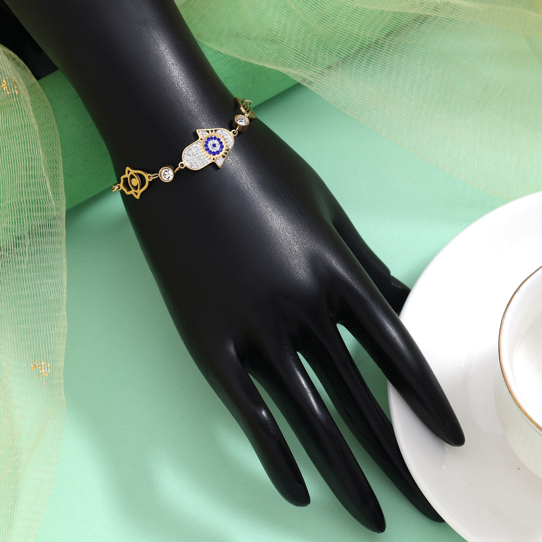 Cool Blue Color Stainless Steel 18k Gold Plated Demi Fine Bracelet Jewellery GetGlit