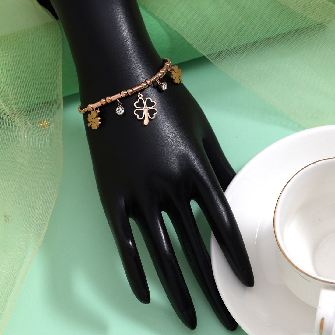 Gloss Black Color Stainless Steel 18k Gold Plated Demi Fine Bracelet Jewellery GetGlit