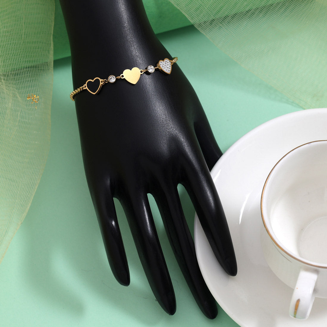 Deep Black Color Stainless Steel 18k Gold Plated Demi Fine Bracelet Jewellery GetGlit