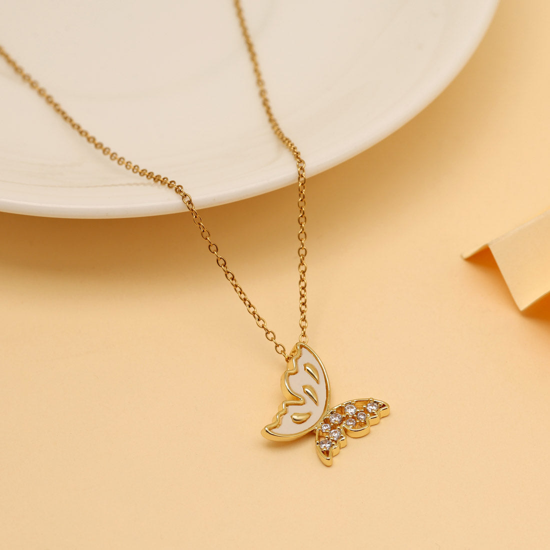 Gold Color Butterfly Shape Stainless Steel 18k Gold Plated Demi Fine Pendant Jewellery GetGlit