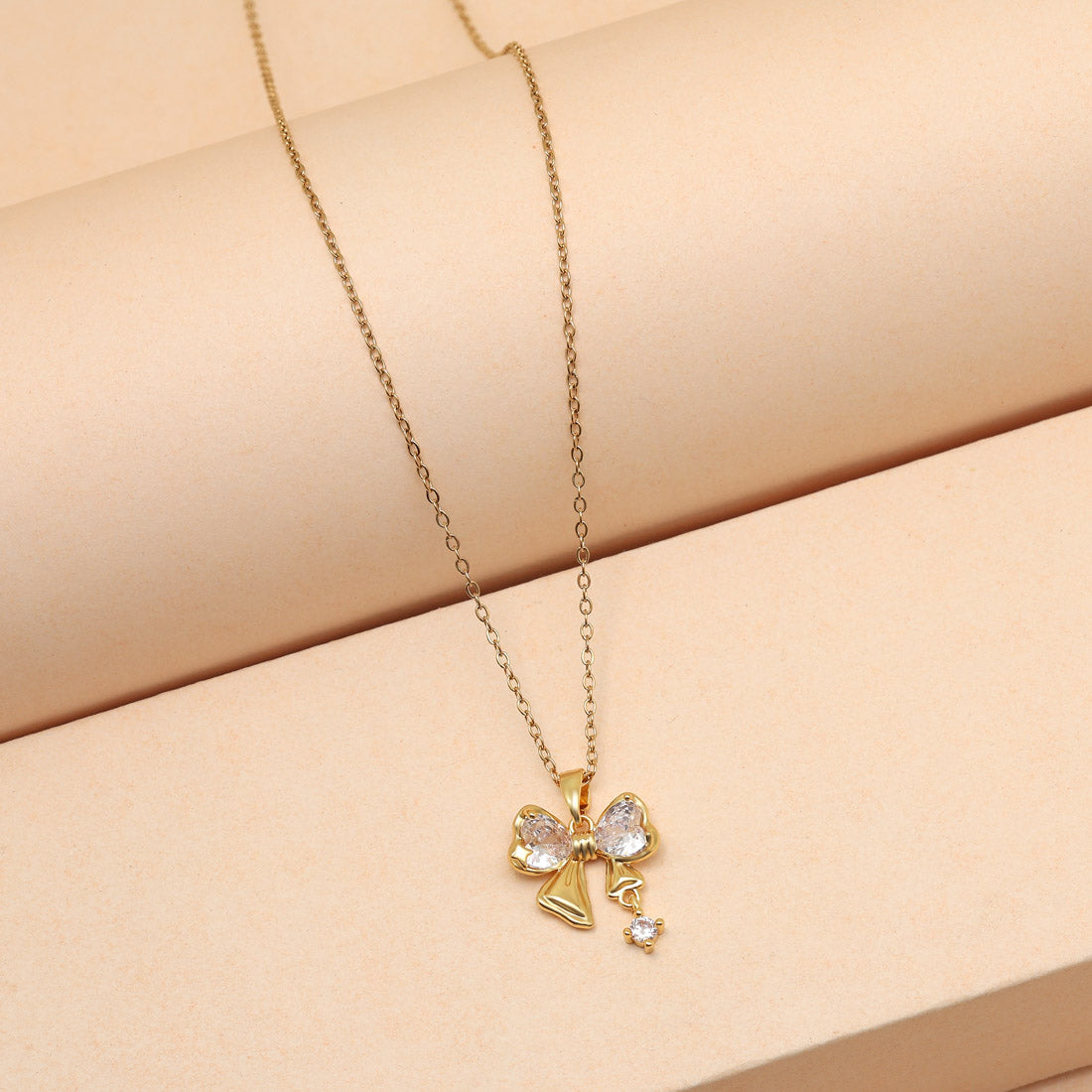 White Color Heart Shape Stainless Steel 18k Gold Plated Demi Fine Pendant Jewellery GetGlit