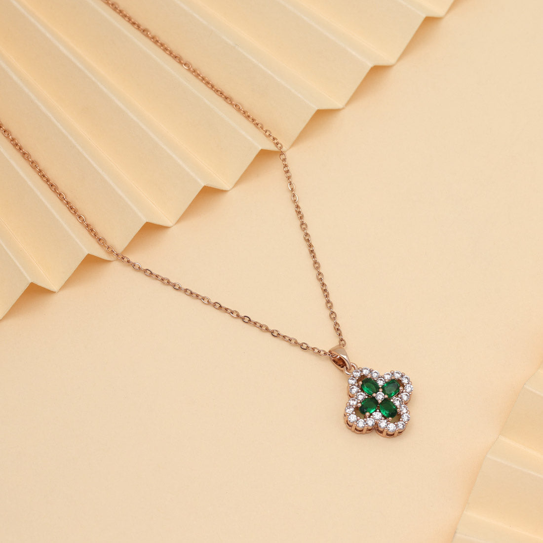 Green Color Stainless Steel 18k Gold Plated Demi Fine Pendant Jewellery GetGlit
