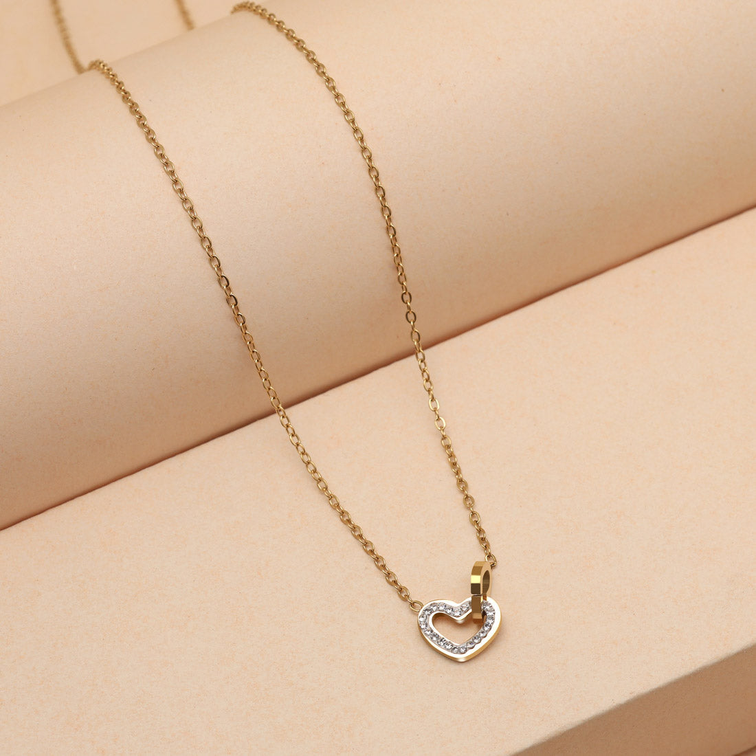 Gold Color Heart Shape Stainless Steel 18k Gold Plated Demi Fine Pendant Jewellery GetGlit