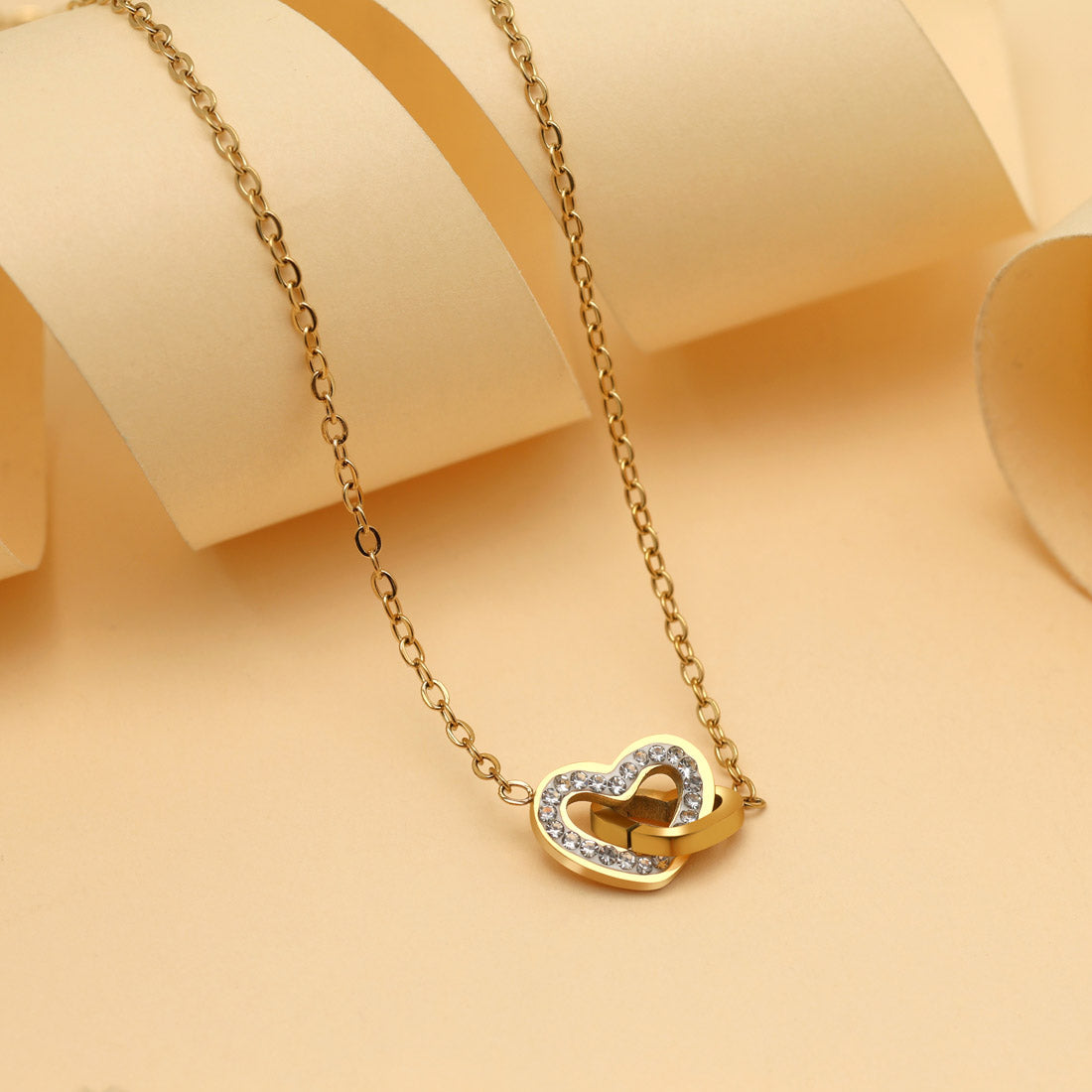Gold Color Heart Shape Stainless Steel 18k Gold Plated Demi Fine Pendant Jewellery GetGlit