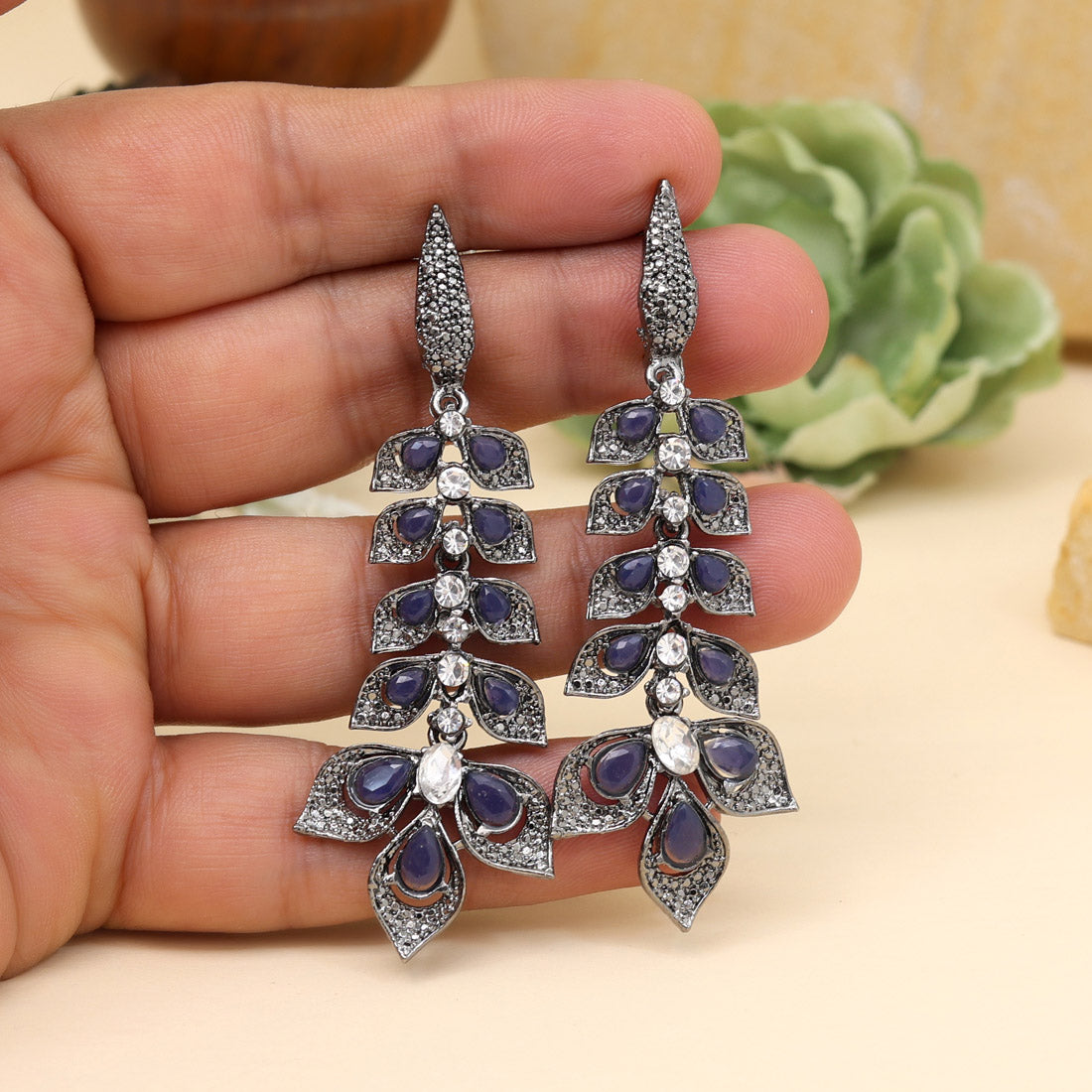 Blue Color Fashion Earrings Jewellery GetGlit