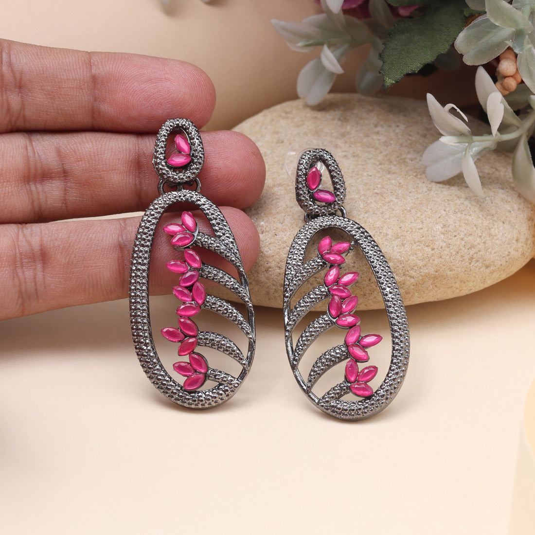 Rani Color Fashion Earrings With Beautiful Embellishments And Traditional Appeal Jewellery GetGlit