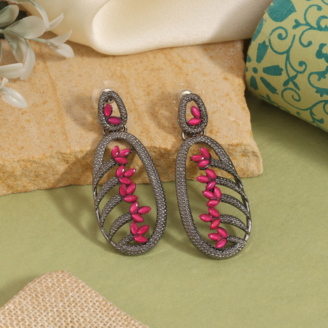 Rani Color Fashion Earrings With Beautiful Embellishments And Traditional Appeal Jewellery GetGlit