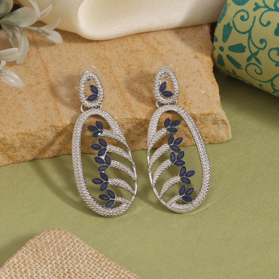 Blue Color Fashion Earrings Featuring Oceanic Tones And Crystal Highlights Jewellery GetGlit