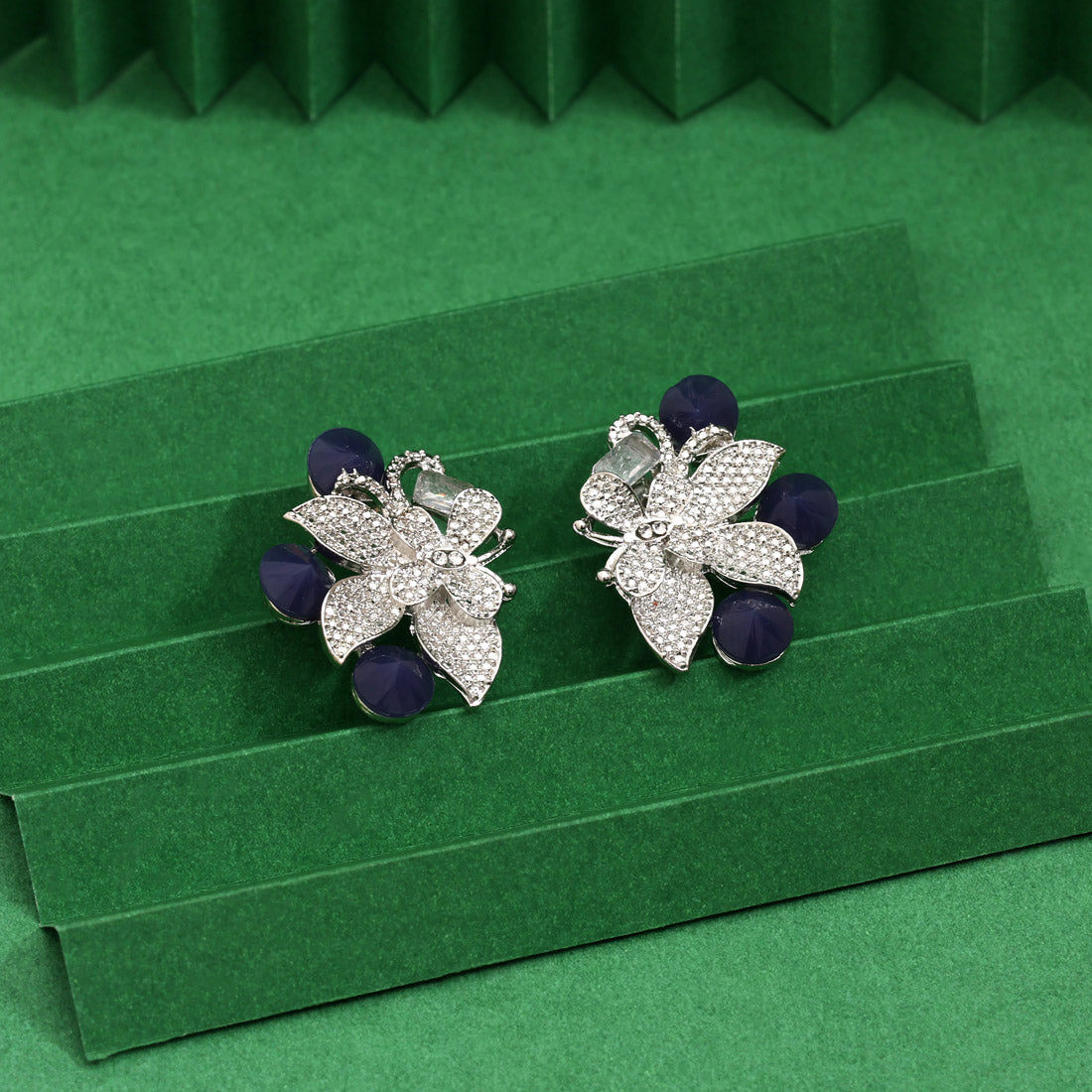 Blue Color Fashion Earrings With Beaded Details For Festive Attire Jewellery GetGlit