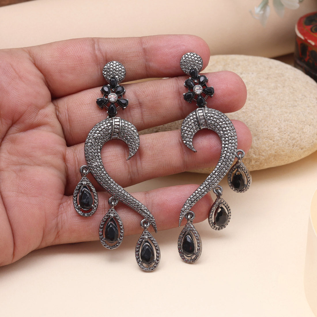 Black Color Fashion Earrings To Match Both Office And Evening Wear Jewellery GetGlit