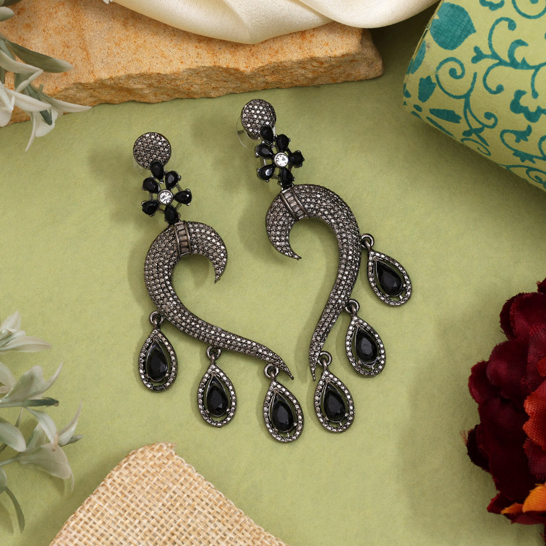 Black Color Fashion Earrings To Match Both Office And Evening Wear Jewellery GetGlit