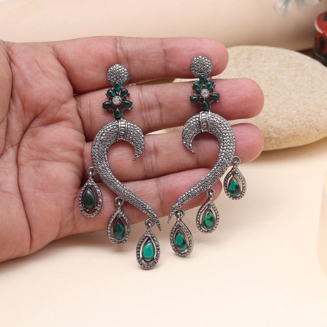 Green Color Fashion Earrings For Fresh Outdoor Events And Garden Parties Jewellery GetGlit