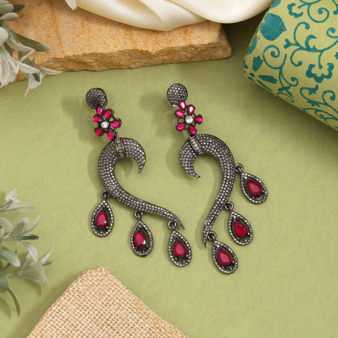 Rani Color Fashion Earrings Crafted For Royal-Inspired Traditional Jewelry Appeal Jewellery GetGlit