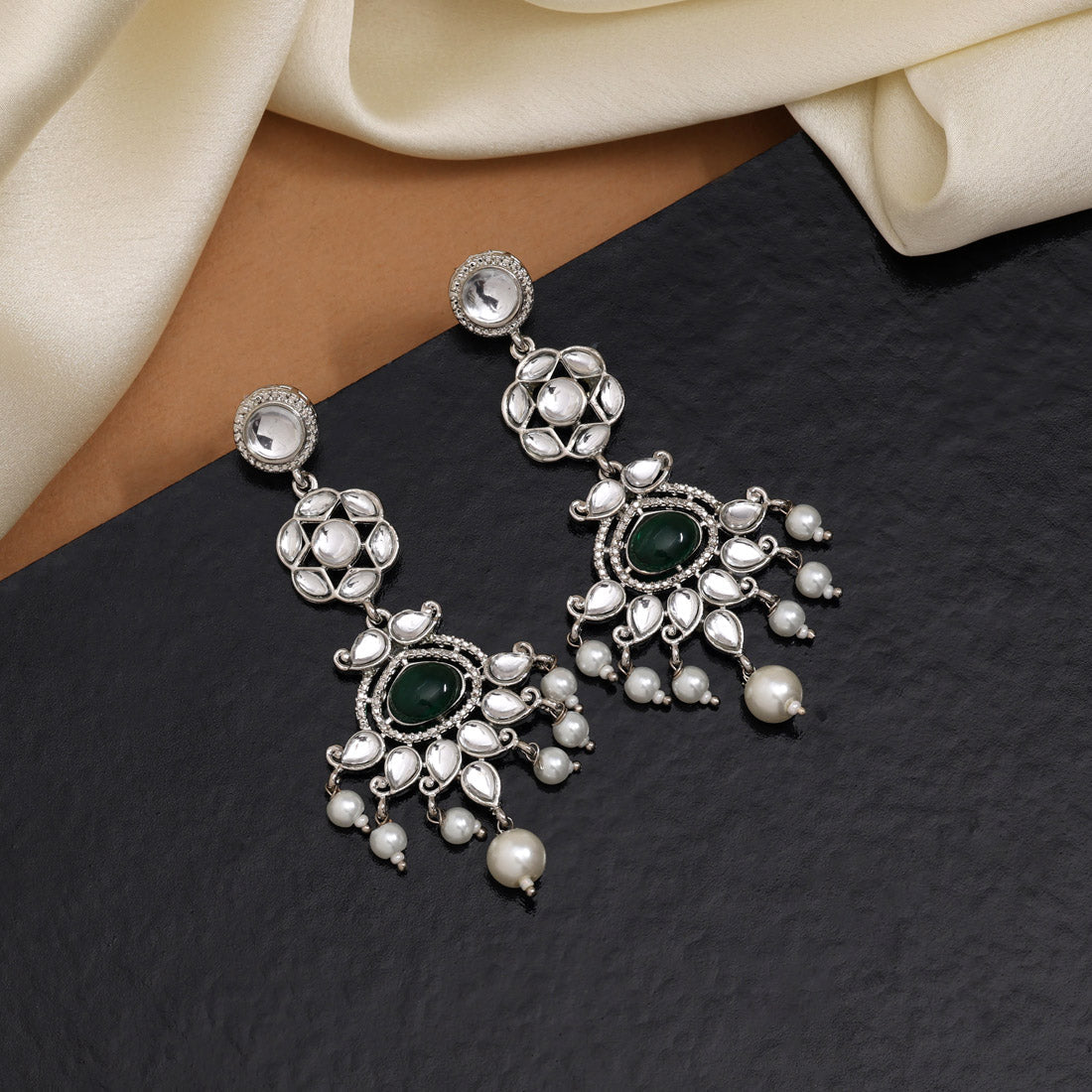 Green Color Fashion Earrings Offering Stylish Vibrance With Natural Tones Jewellery GetGlit
