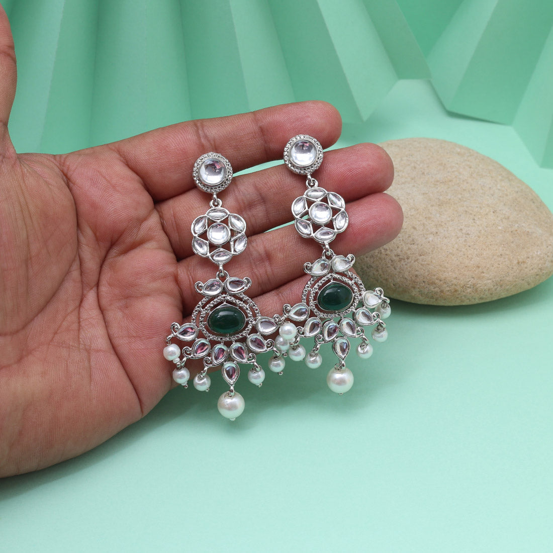 Green Color Fashion Earrings Offering Stylish Vibrance With Natural Tones Jewellery GetGlit