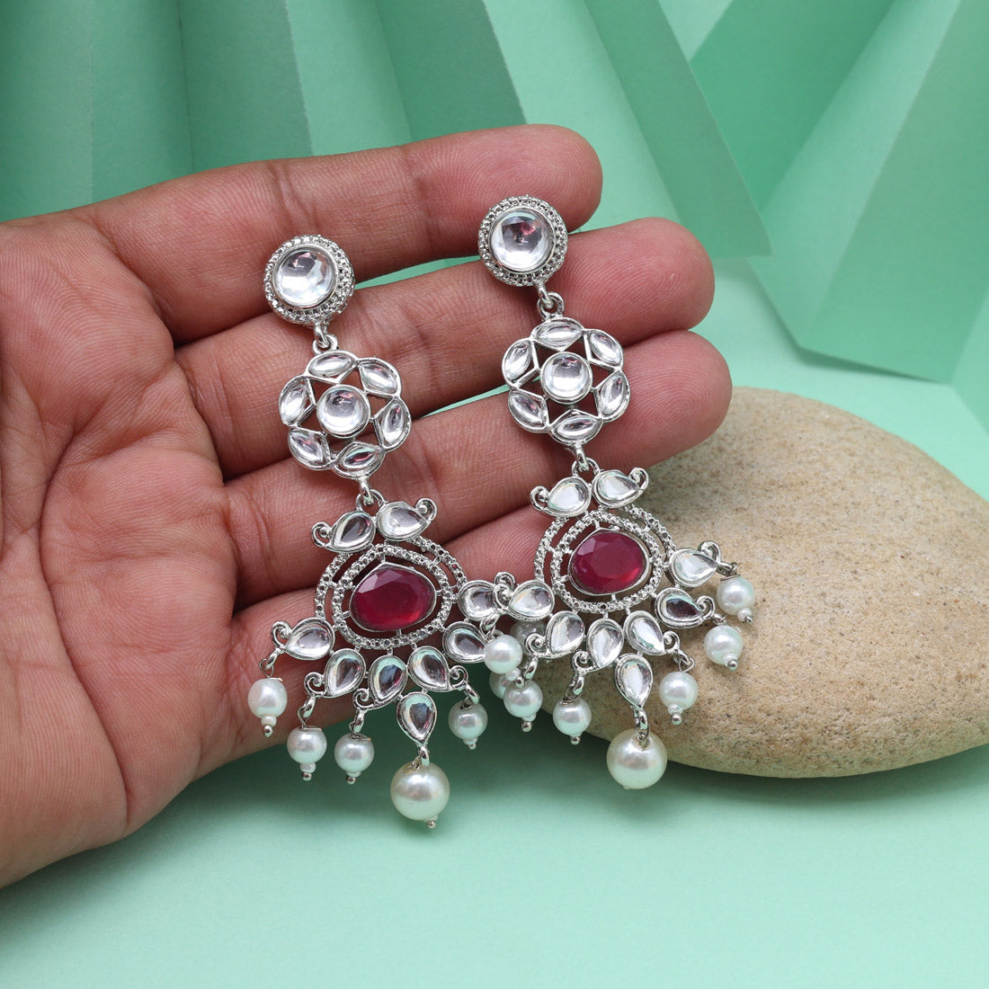 Rani Color Fashion Earrings With Ornate Design And Cultural Touch Points Jewellery GetGlit