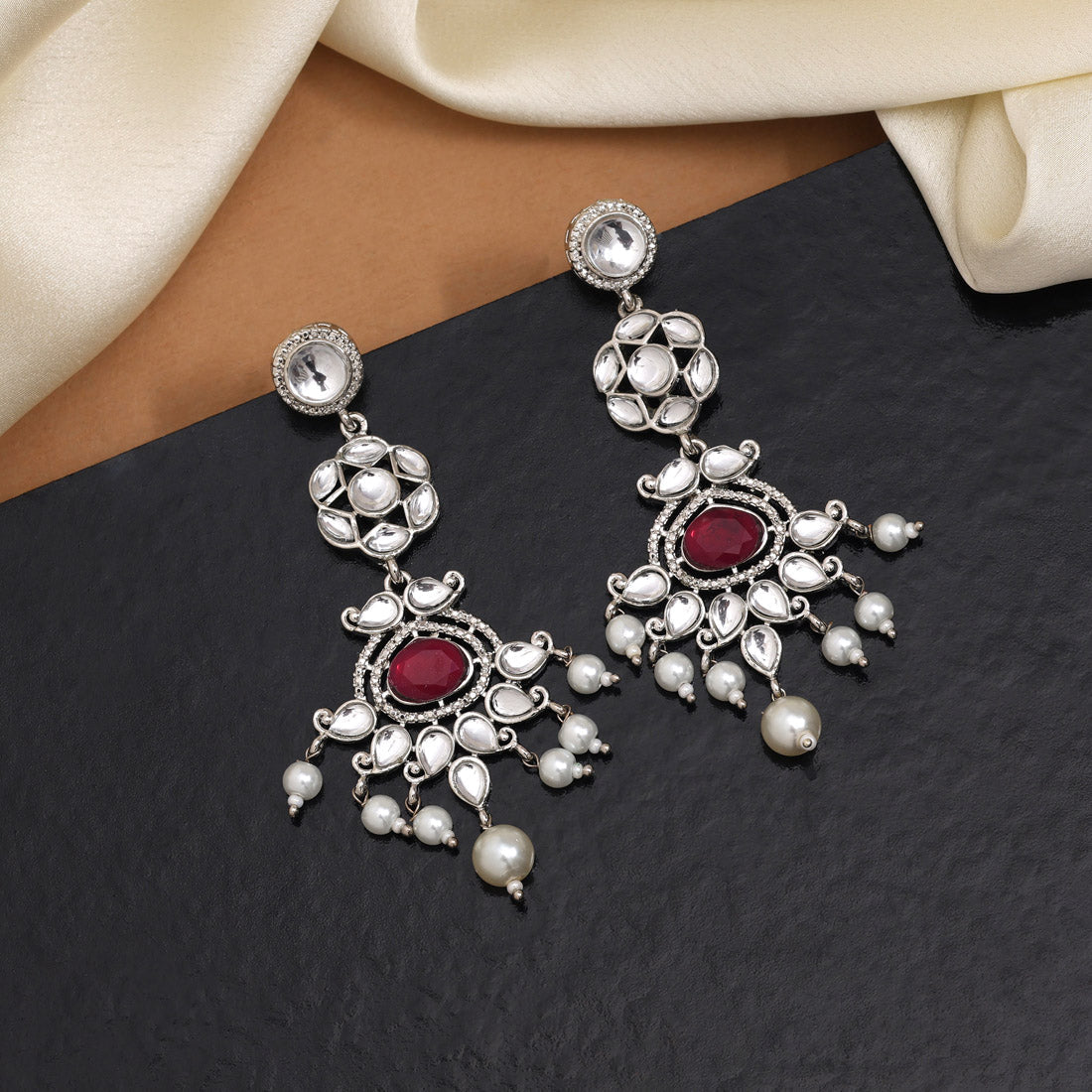 Rani Color Fashion Earrings With Ornate Design And Cultural Touch Points Jewellery GetGlit