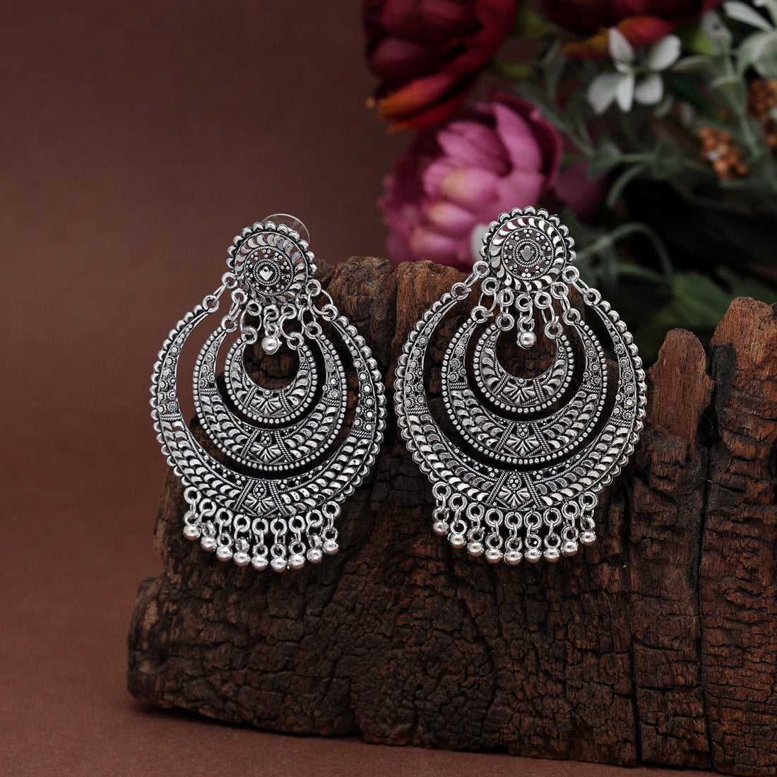 Silver Color Oxidised Earrings (GSE2881SLV) Jewelry GlitStudio   