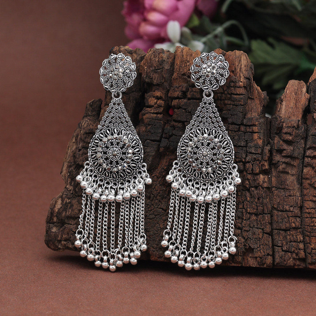 Silver Color Oxidised Earrings (GSE2883SLV) Jewelry GlitStudio   
