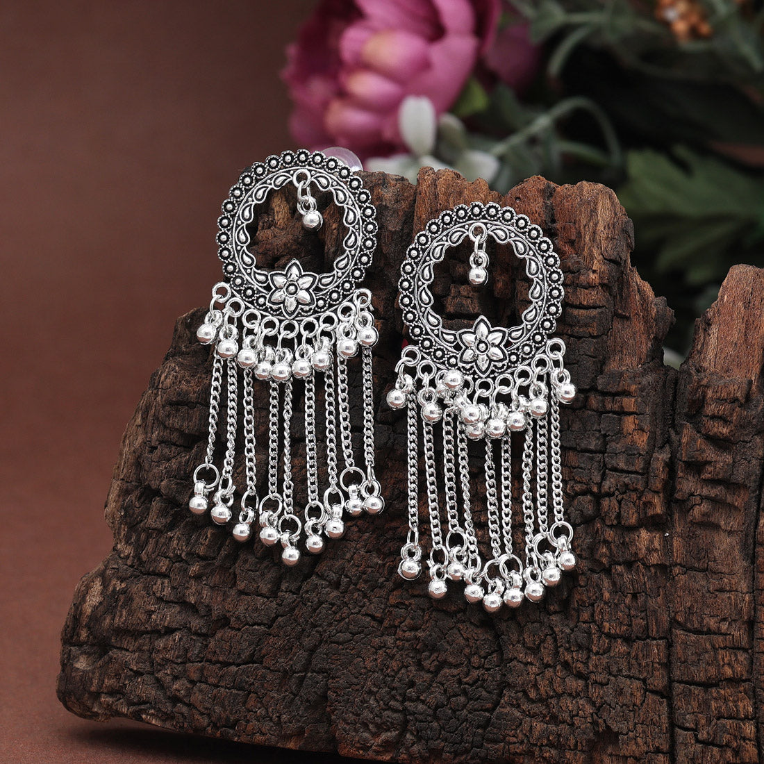 Silver Color Oxidised Earrings (GSE2892SLV) Jewelry GlitStudio   