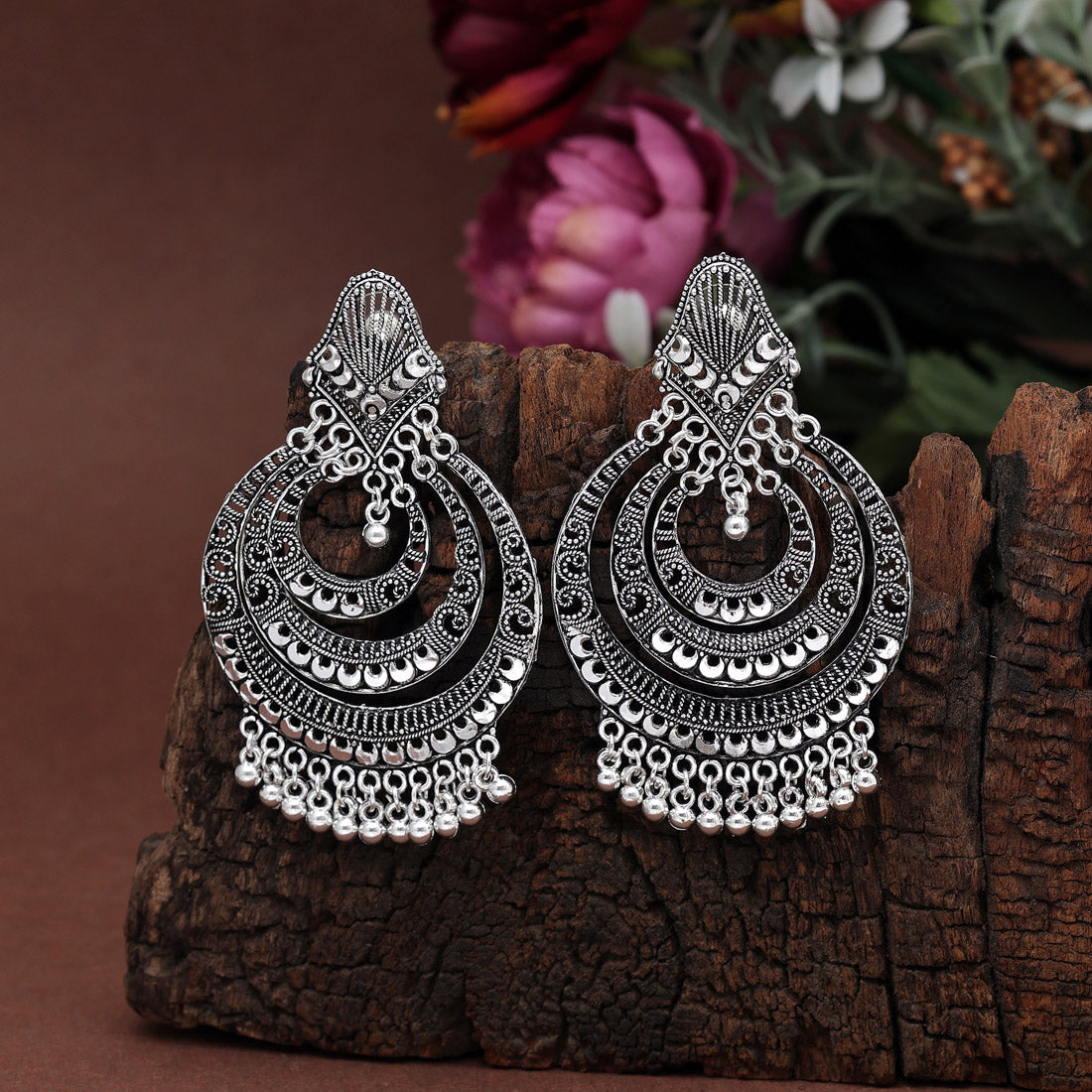 Silver Color Oxidised Earrings (GSE2894SLV) Jewelry GlitStudio   