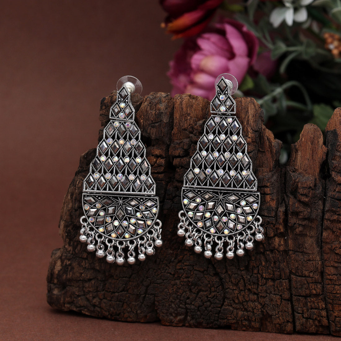 Silver Color Oxidised Earrings (GSE2895SLV) Jewelry GlitStudio   