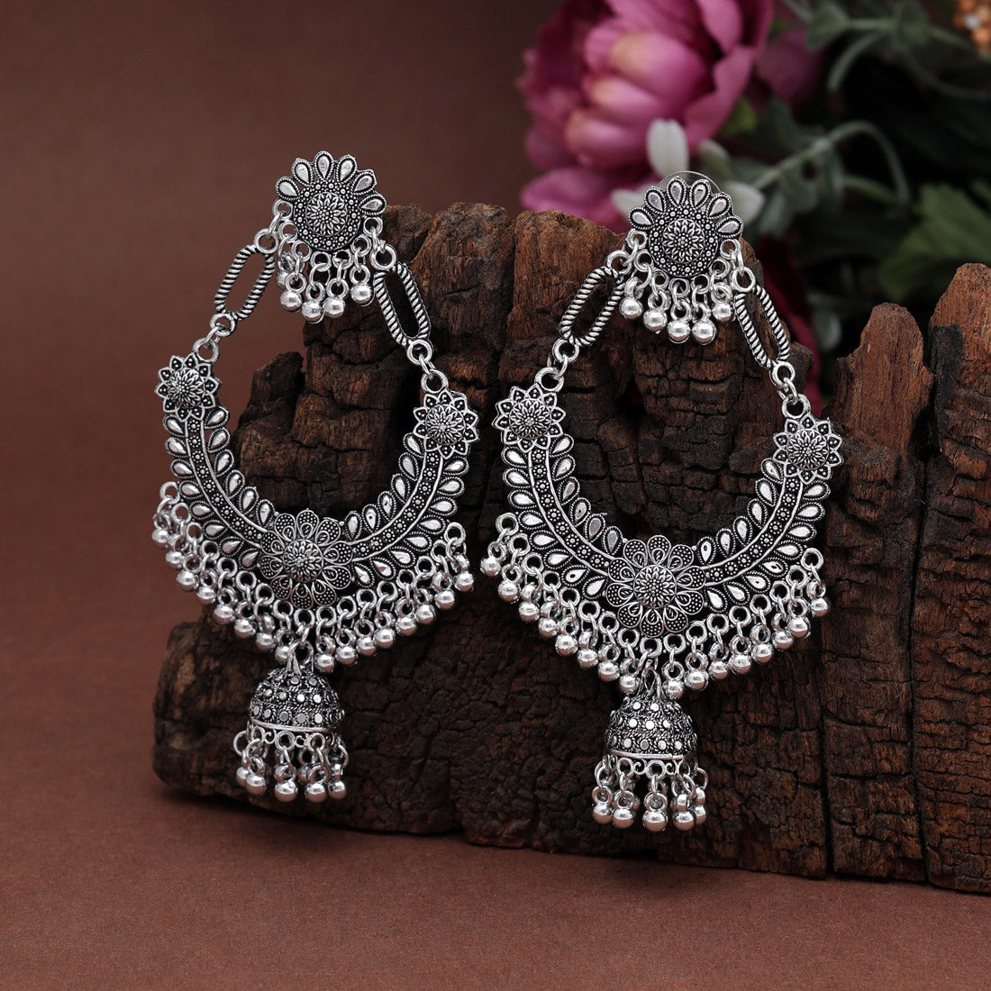 Silver Color Oxidised Earrings (GSE2899SLV) Jewelry GlitStudio   
