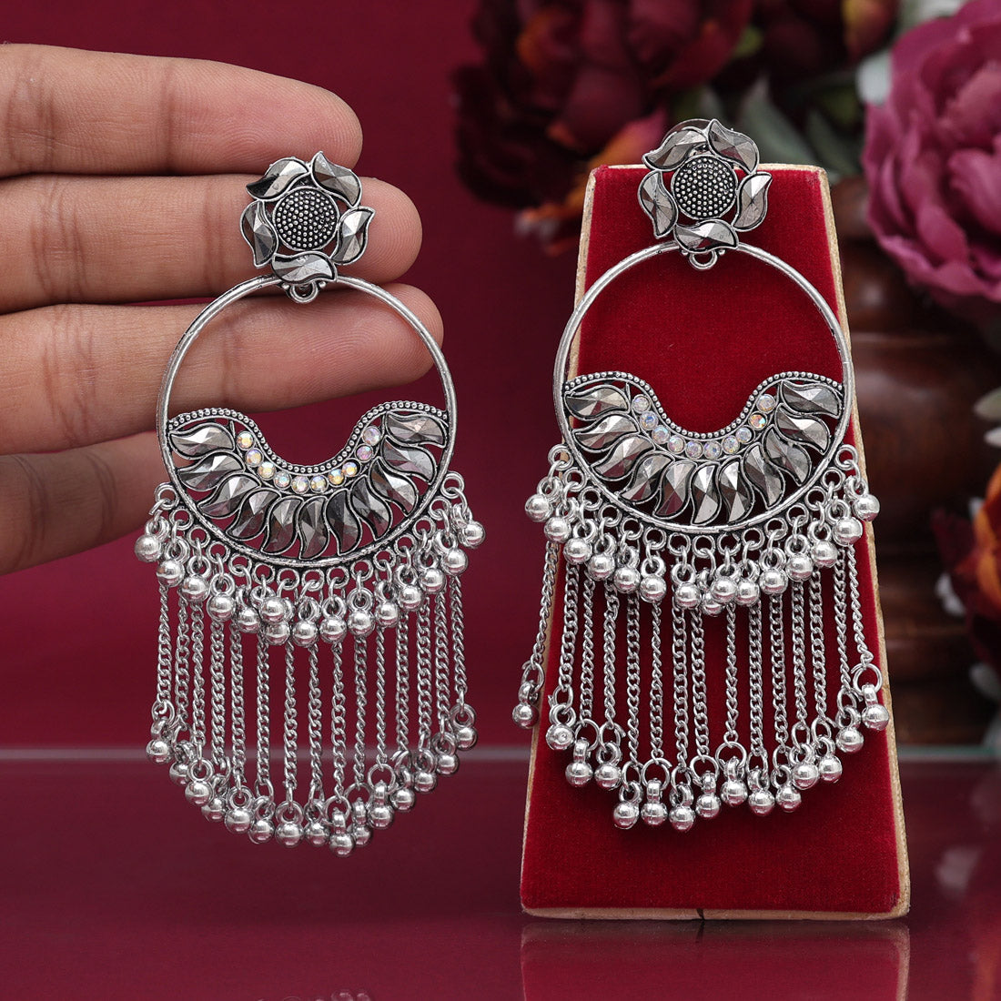 Silver Color Oxidised Earrings (GSE2901SLV) Jewelry GlitStudio   