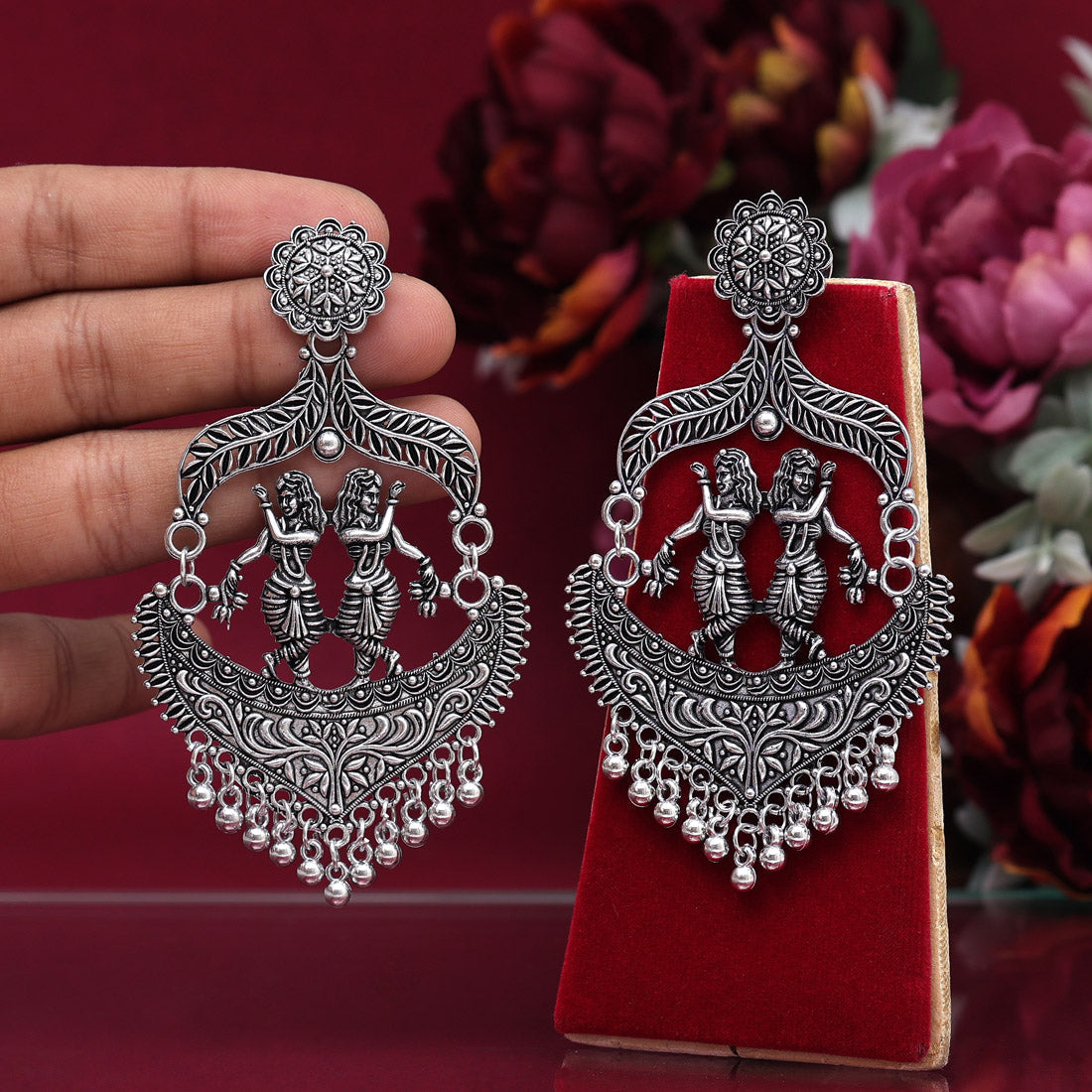 Silver Color Oxidised Earrings (GSE2903SLV) Jewelry GlitStudio   