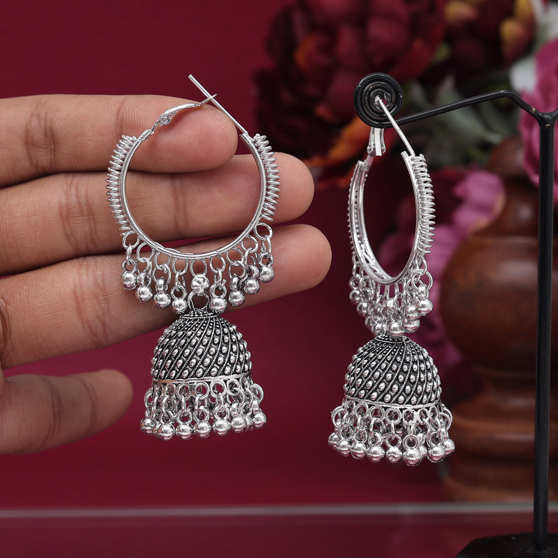 Silver Color Oxidised Earrings (GSE2904SLV) Jewelry GlitStudio   