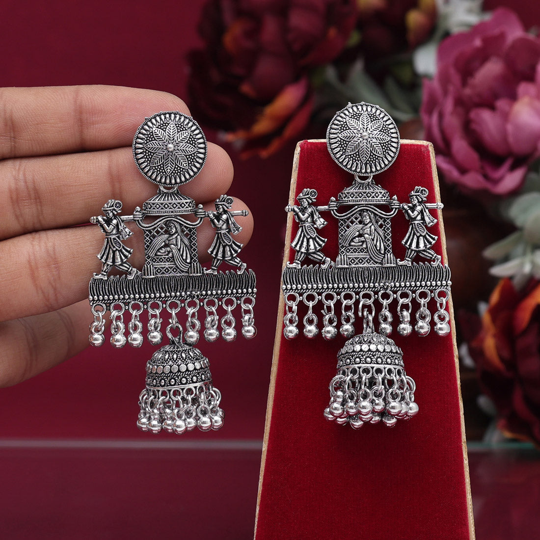 Silver Color Oxidised Earrings (GSE2906SLV) Jewelry GlitStudio   