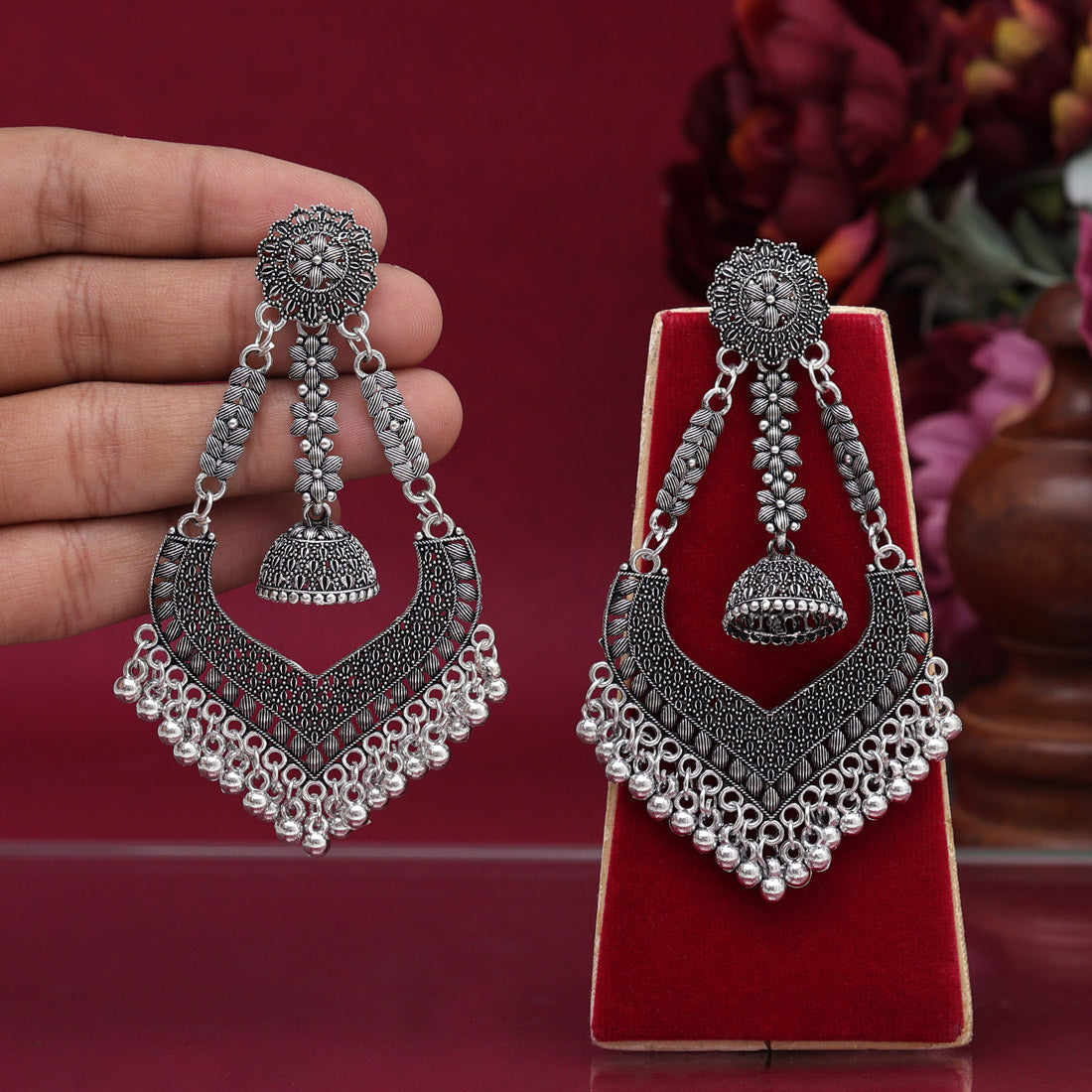 Silver Color Oxidised Earrings (GSE2907SLV) Jewelry GlitStudio   