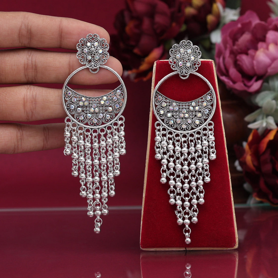 Silver Color  Oxidised Earrings (GSE2913SLV) Jewelry GlitStudio   