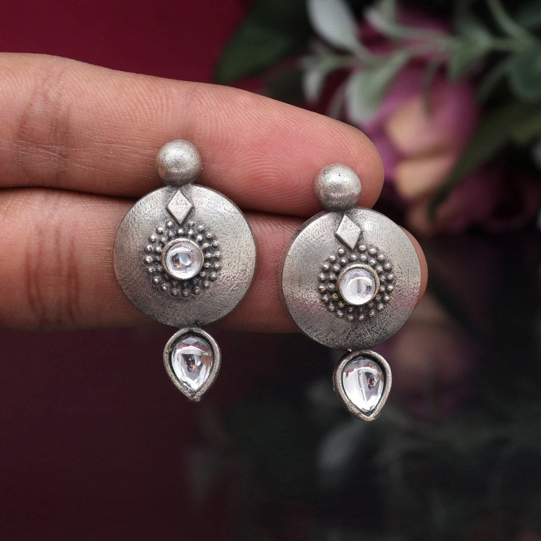 White Color Oxidised Earrings (GSE2932WHT) Jewellery GetGlit