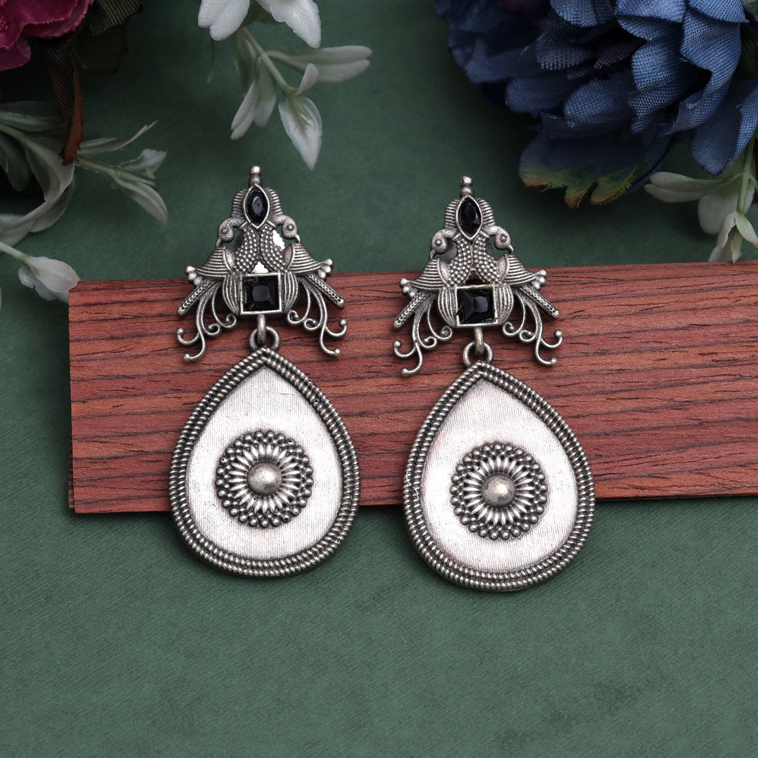 Black Color Oxidised Earrings Jewellery GetGlit