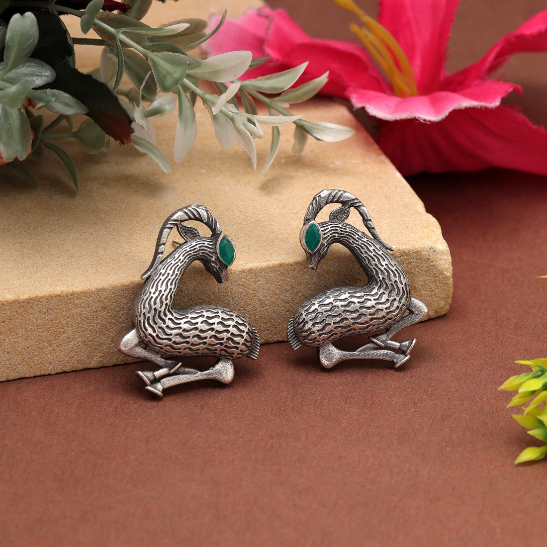 Green Color Oxidised Earrings Jewellery GetGlit