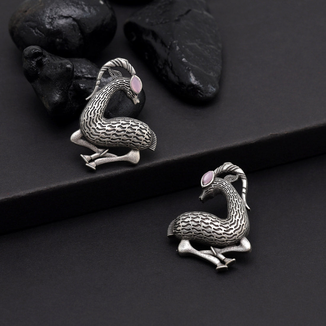 Pink Color Oxidised Earrings Jewellery GetGlit