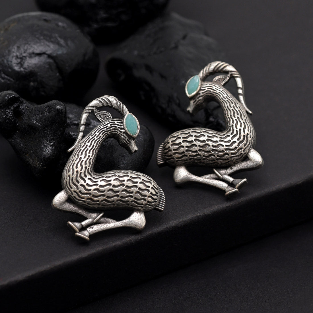Sky Blue Color Oxidised Earrings Jewellery GetGlit
