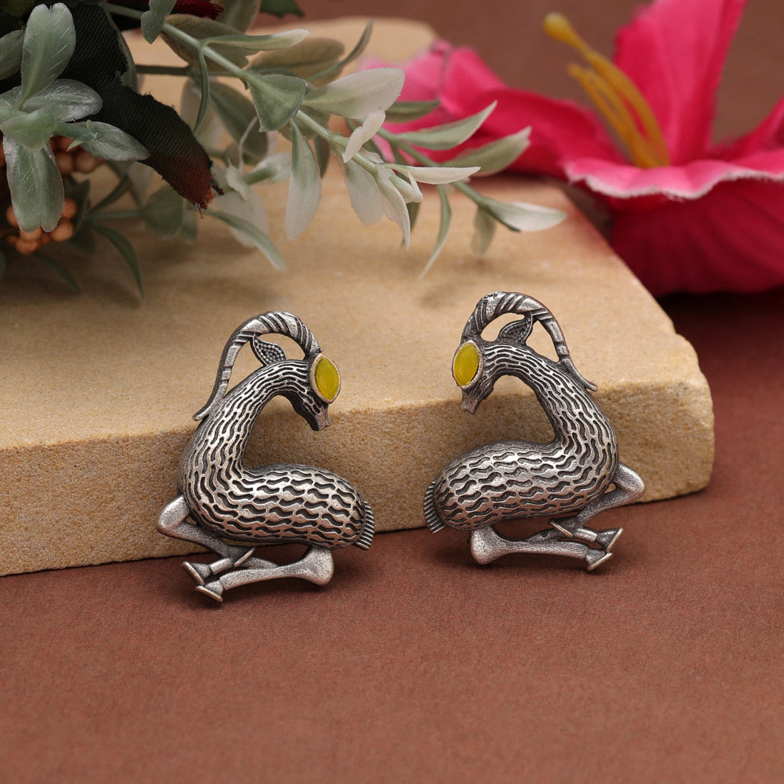 Yellow Color Oxidised Earrings Jewellery GetGlit
