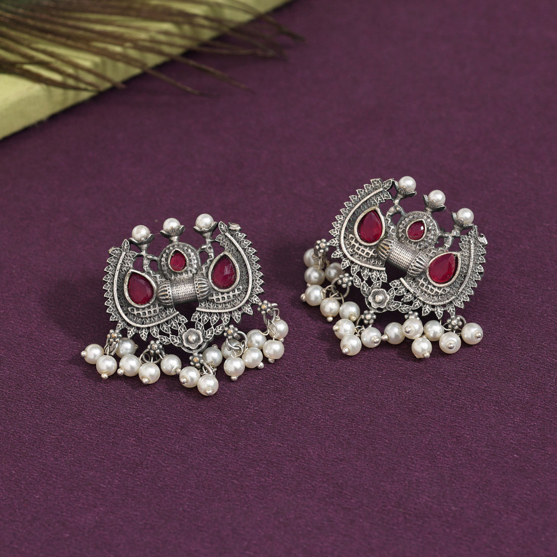 Rani Color Oxidised Earrings (GSE2962RNI) Jewellery GetGlit