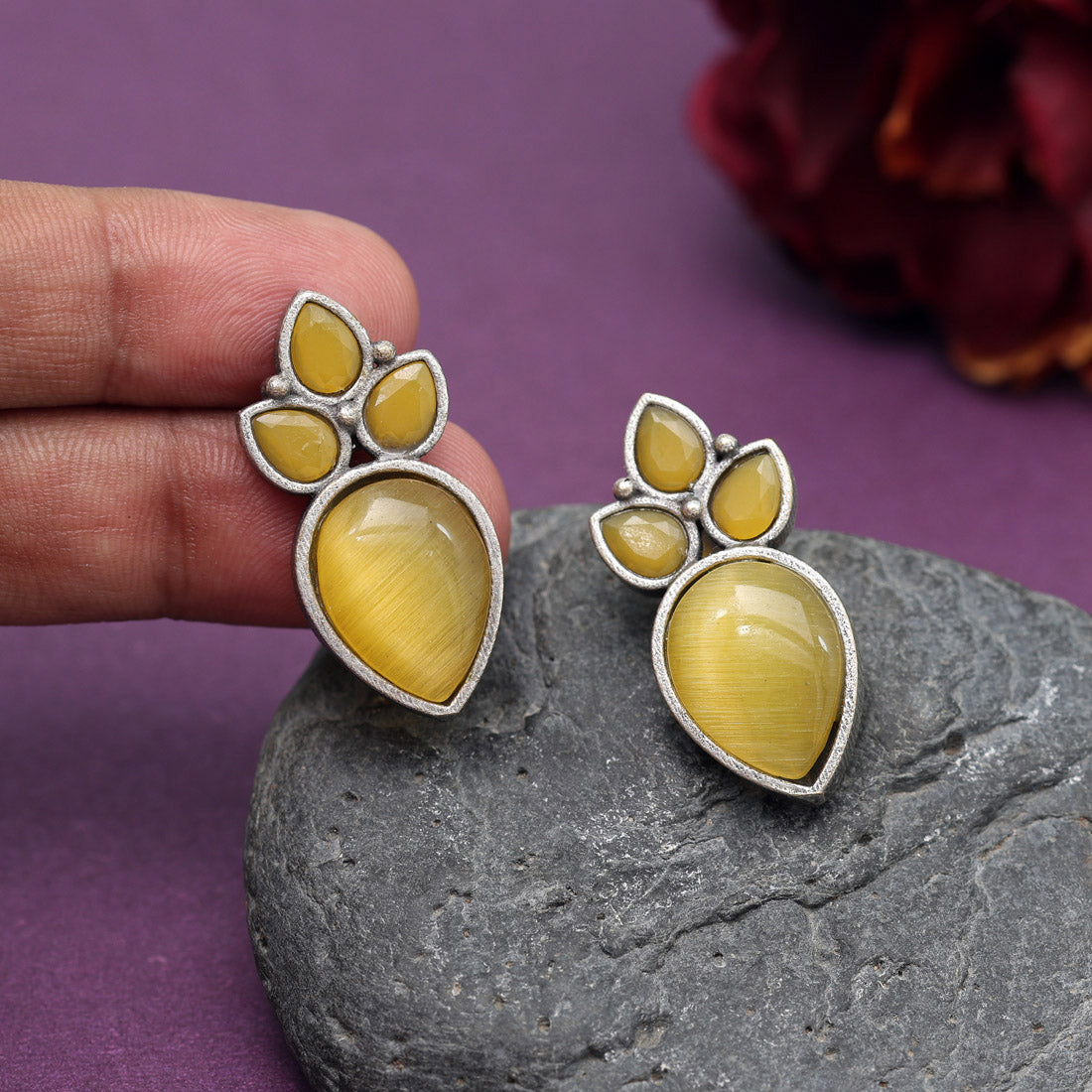 Yellow Color Oxidised Earrings (GSE2965YLW) Jewellery GetGlit