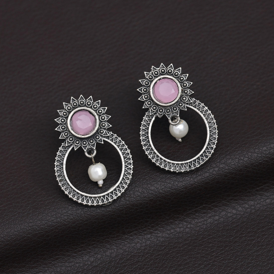 Pink Color Oxidised Earrings (GSE2966PNK) Jewellery GetGlit