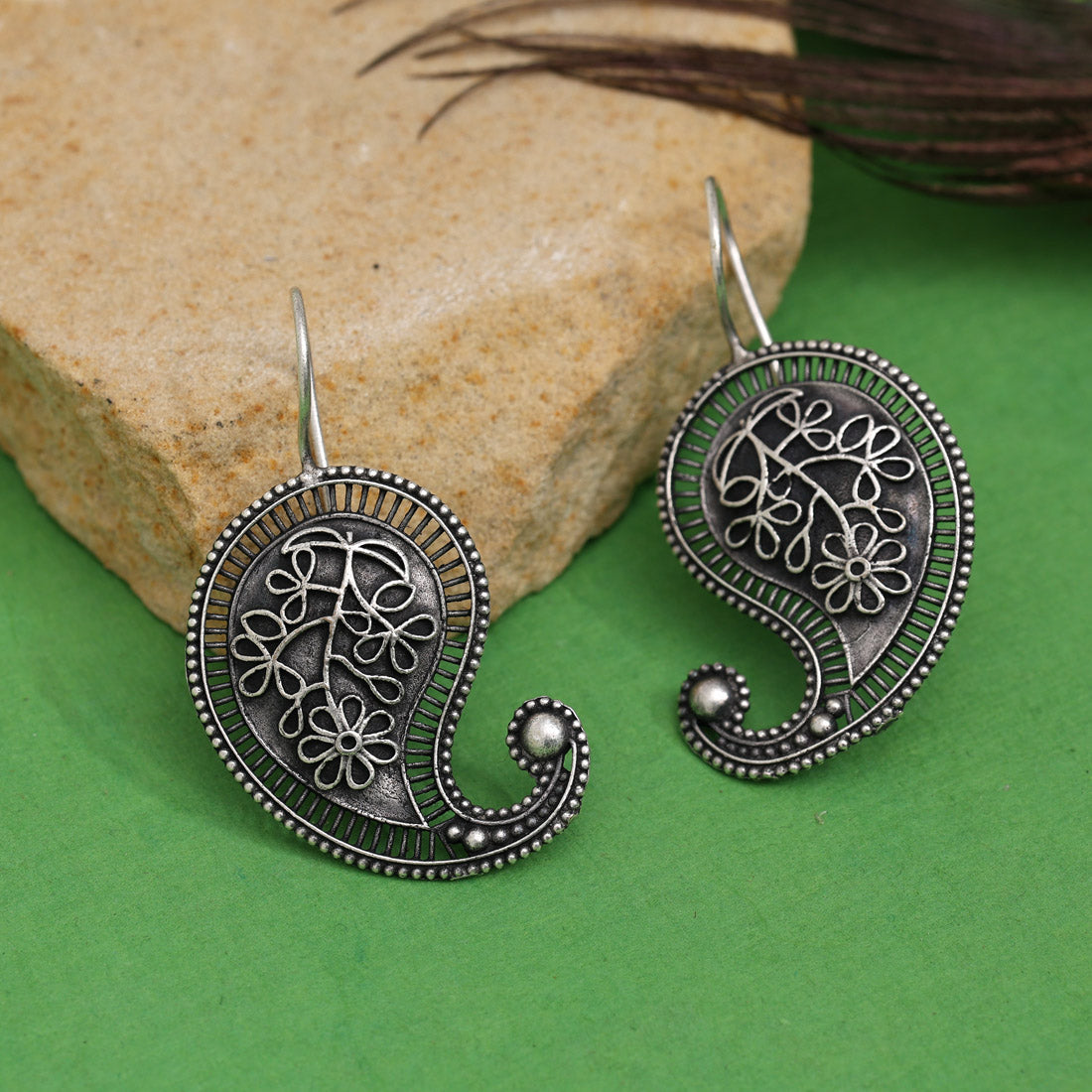 Silver Color Oxidised Earrings (GSE2967SLV) Jewellery GetGlit